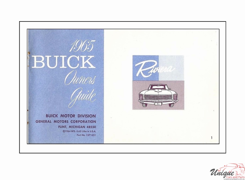 1965 Buick Riviera Owners Guide